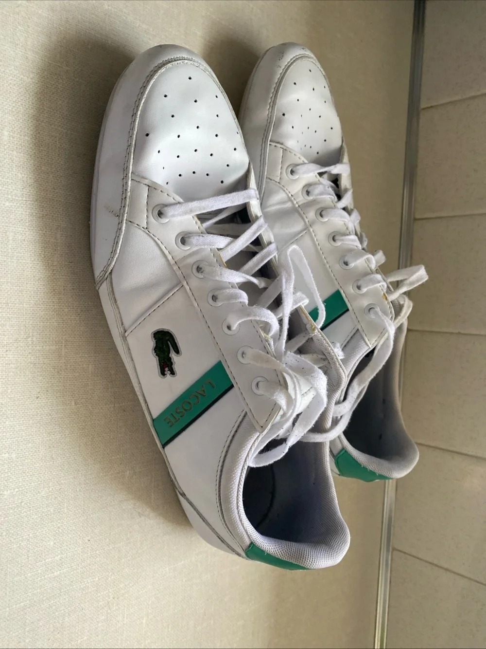 Lacoste Men 9.5 Shoes Chaymon 0722 1 White Green Leather Casual Sneakers
